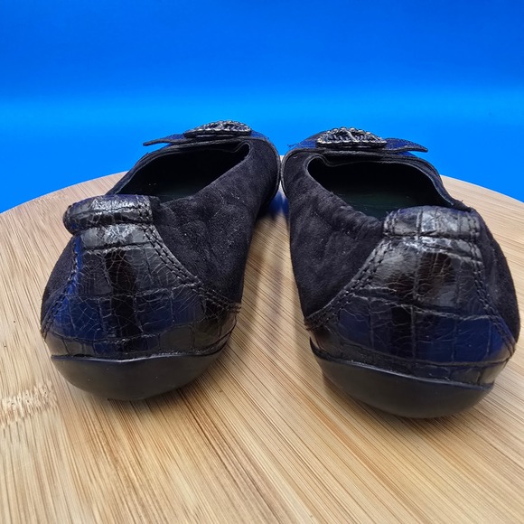 Donald Pliner Couture Suede Leather Flats Embellished Buckle Slip On Shoes - Picture 4 of 10